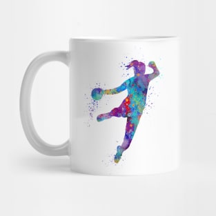 Handball Girl Colorful Watercolor Silhouette Mug